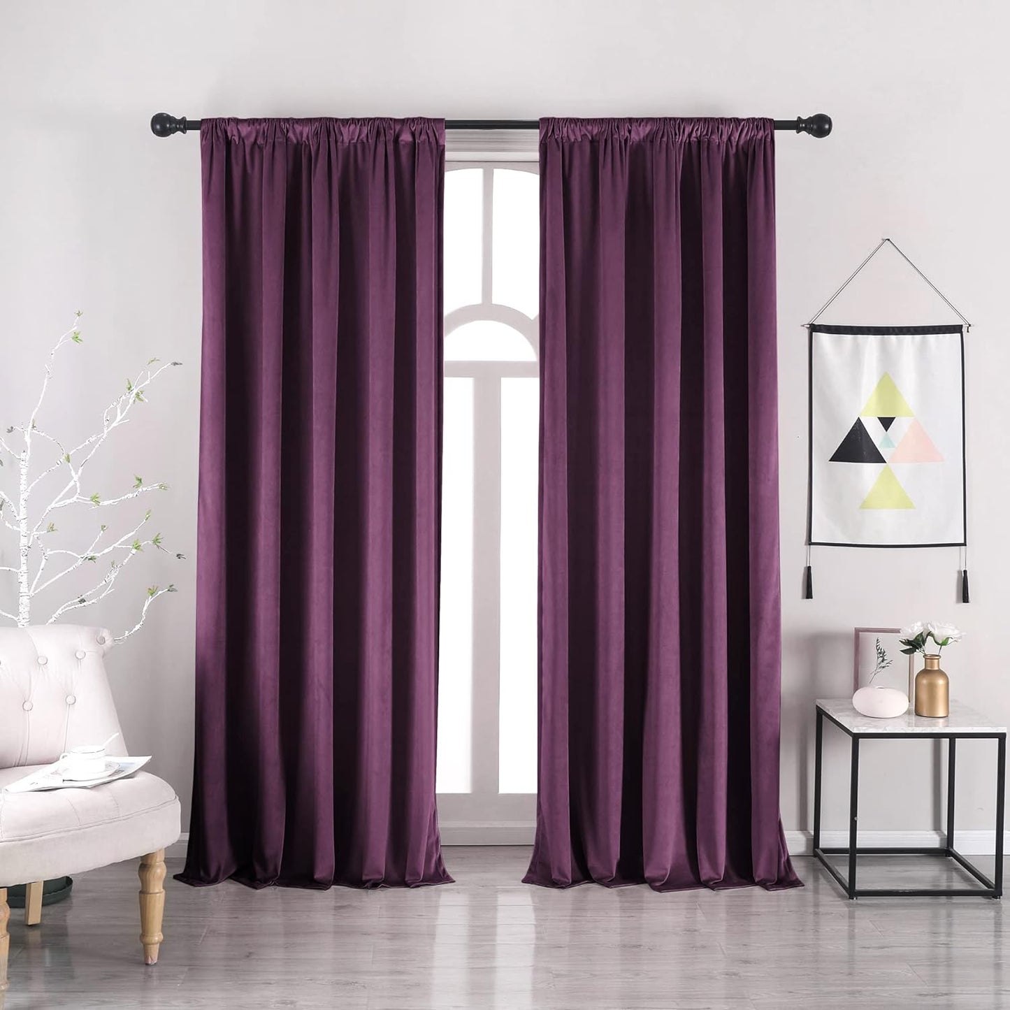 Nanbowang Green Velvet Curtains 63 Inches Long Dark Green Light Blocking Rod Pocket Window Curtain Panels Set of 2 Heat Insulated Curtains Thermal Curtain Panels for Bedroom  nanbowang Purple 52"X72" 
