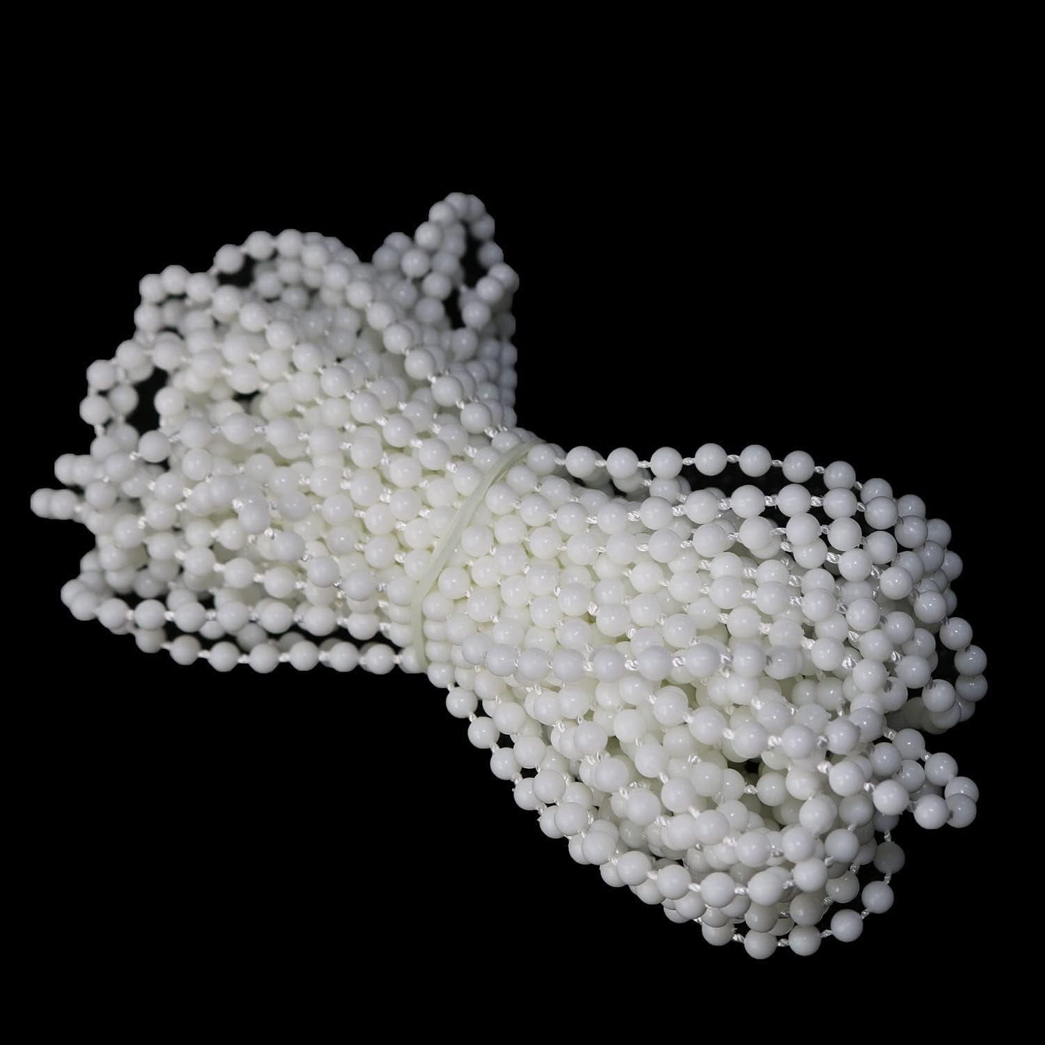 Blinds Pull Bead Chain Repairer Kit 10 Meter 10.94 Yards Plastic Roller Blind Roman Vertical Shade Beaded Chain Pull Cord Window Curtain Beads Rope with 10Pcs Connectors, White