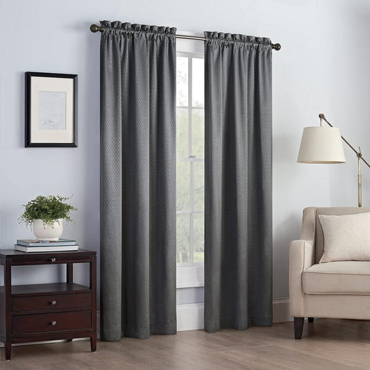 Eclipse Canova Thermal Insulated Single Panel Rod Pocket Darkening Curtains for Living Room, 42 in X 63 In, CHARCOAL  Keeco LLC Charcoal 42 In X 95 In 
