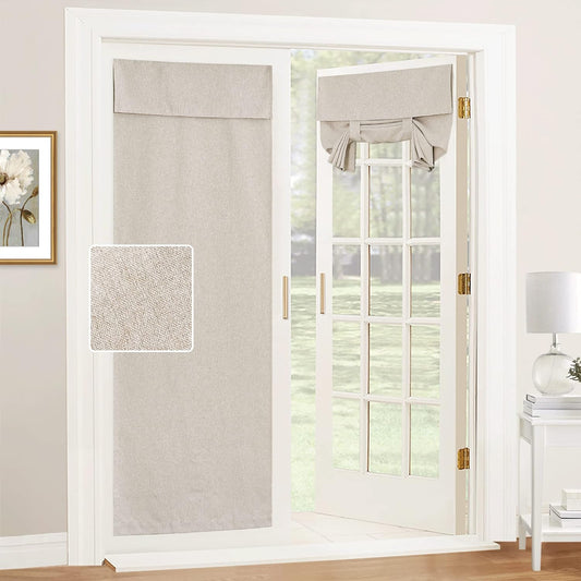 RYB HOME Tricia Room Darkening Curtains for French Door, Nature Linen Blended Privacy Curtains and Drapes Roll up Blinds for Sightseeing and Window Decor, W26 X L69 Inch, 1 Pc, Khaki  RYB HOME   