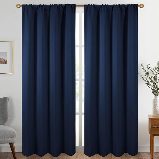 Diraysid Navy Blue Blackout Curtains for Bedroom and Living Room Thermal Insulated Room Darkening Curtains Drapes, 52 X 84, 2 Panels  Diraysid   