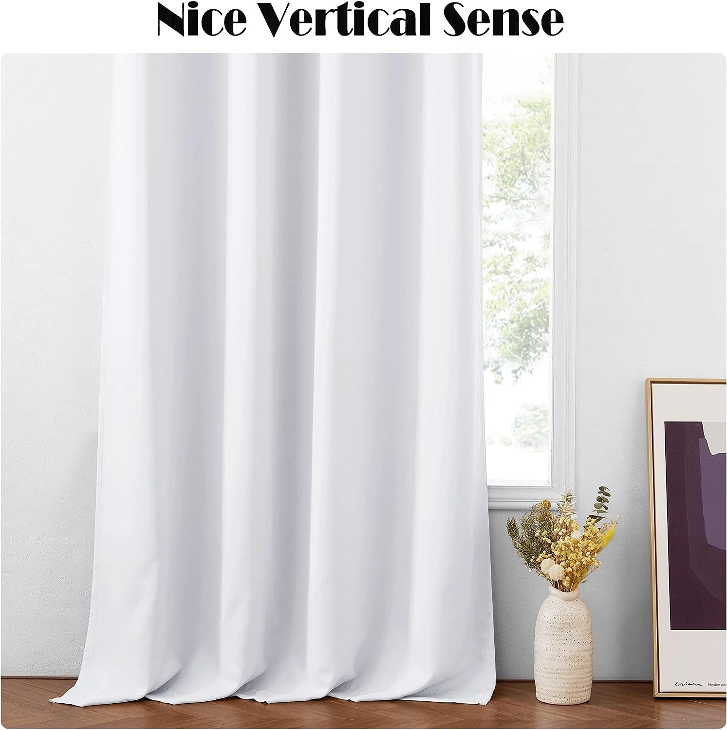 RYB HOME 100% Blackout Curtains 2 Panels, 2-Layer Window Curtains & Drapes for Bedroom, Pure White, W52 X L84 Inch  RYB HOME   