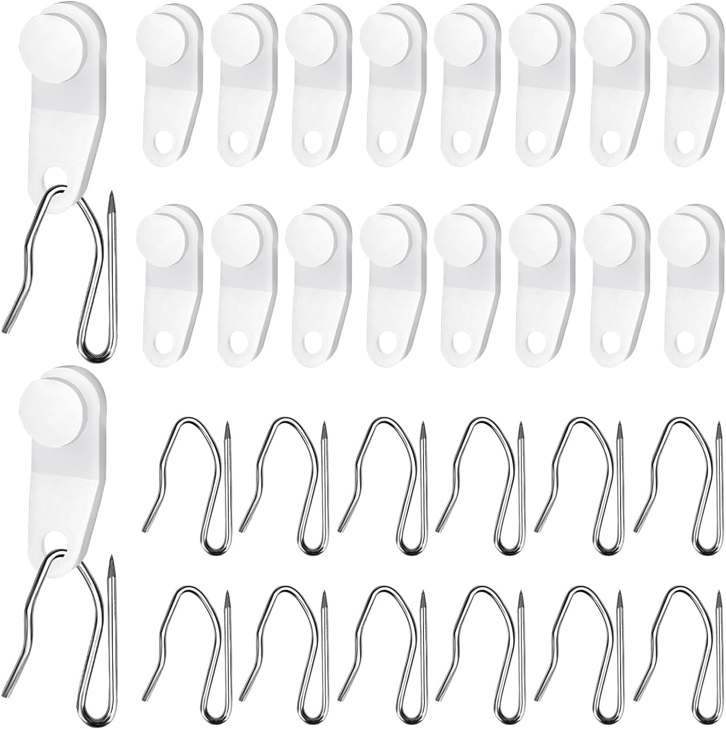 50Sets White Traverse Rod Slides Curtain Track Glider Hooks for Curtains, Drapery Hook for Curtains Traverse Curtain Rods Accessories, Plastic Curtain Hooks and Metal Curtain Hooks Window Curtain