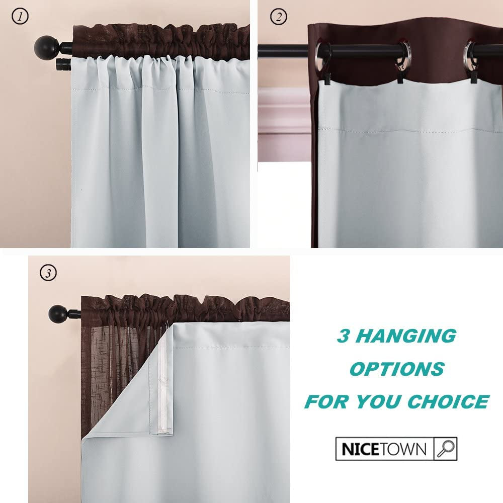 NICETOWN Thermal Insulated Blackout Liner - Blackout Curtain Liner for 63 Inches Drapes, Light Blocking Curtain Liners, Block Out Curtain Liners, Hooks Included, 2 Panels, 45W by 58L Inches  NICETOWN   