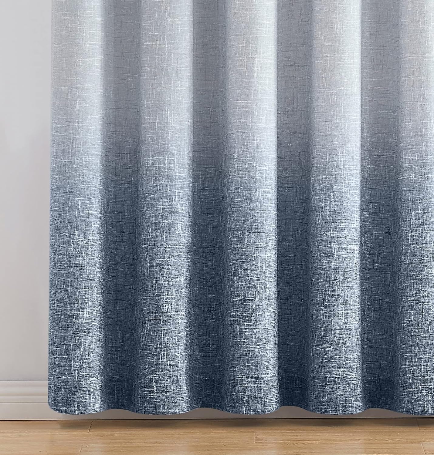 Central Park Ombre Pinch Pleat Curtain Panels Rayon Blend Textured Semi Sheer Window Treatment Drape with Backtab for Living Room Bedroom, Cream White to Indigo Blue, 40" Wx84 L, 2 Panels  Central Park   