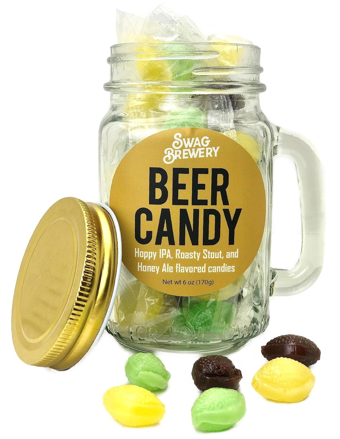 BREW CANDY | Hoppy IPA + Roasty Stout + Honey Ale | Great Craft Beer Gift for Beer Drinkers and Candy Lovers | Perfect for the Man Cave, Brewery, Office, or Home | MADE in USA
