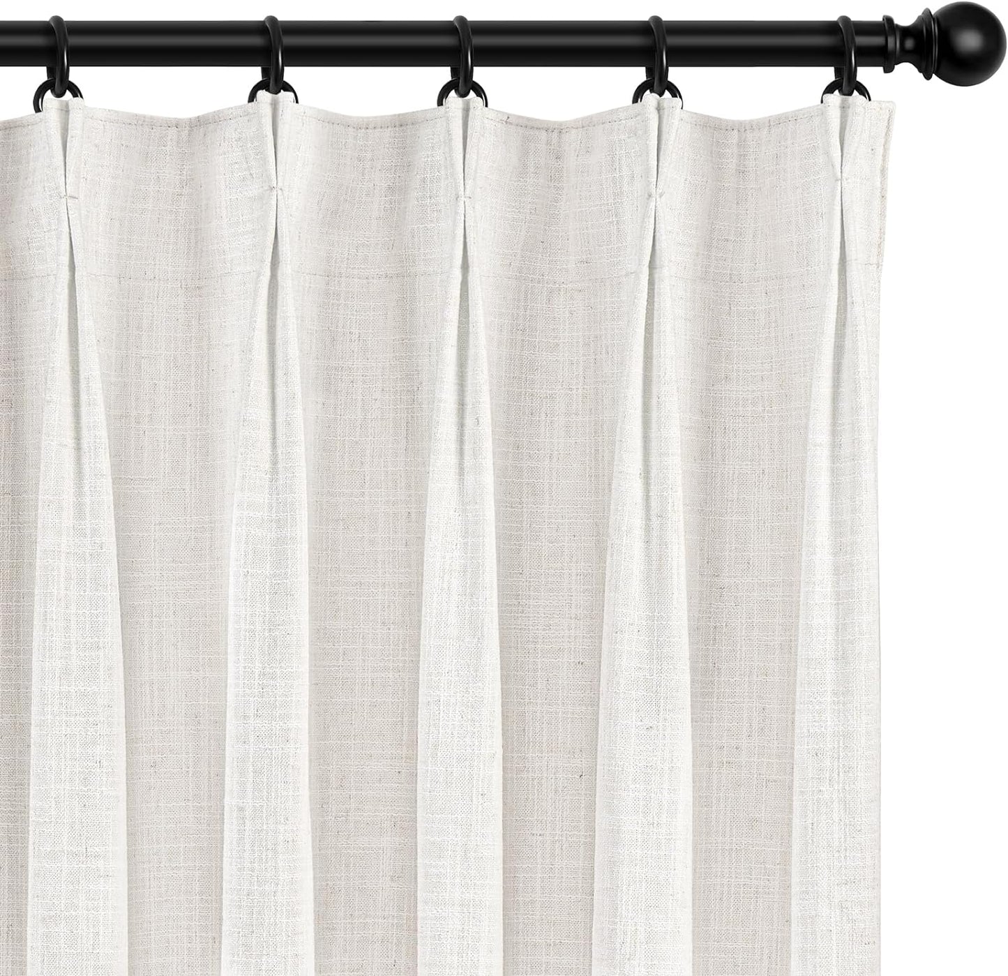INOVADAY 100% Blackout Curtains for Bedroom, Pinch Pleated Linen Blackout Curtains 96 Inch Length 2 Panels Set, Thermal Room Darkening Linen Curtain Drapes for Living Room, W40 X L96,Beige White  INOVADAY Beige White 40"W X 120"L-2 Panels 