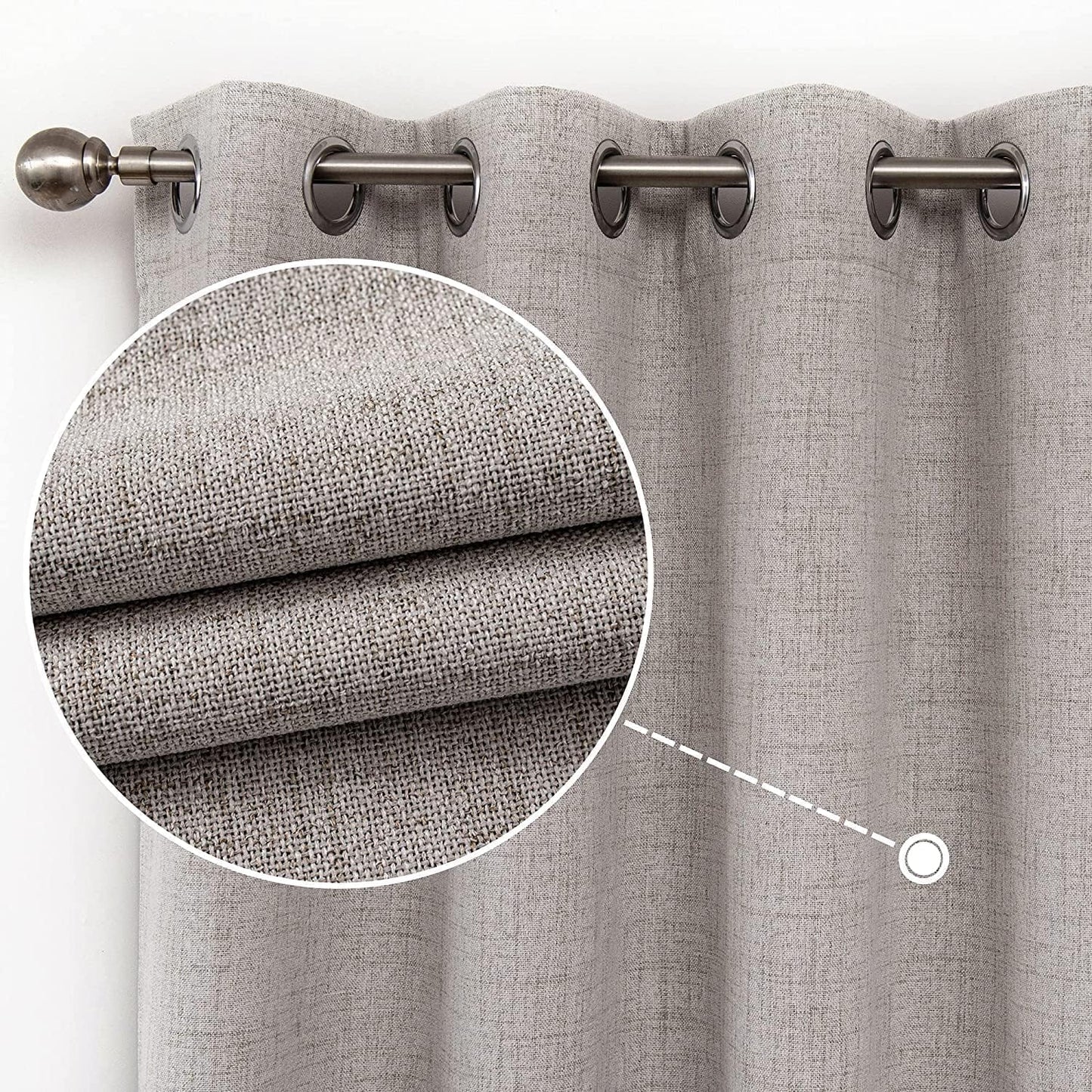 CUCRAF Full Blackout Window Curtains 84 Inches Long,Faux Linen Look Thermal Insulated Grommet Drapes Panels for Bedroom Living Room,Set of 2(52 X 84 Inches, Light Khaki)  CUCRAF Off White 52 X 90 Inches 