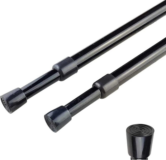 2Pcs Spring Tension Curtain Rod，28-43 Inches Adjustable Expandable Pressure Black Curtain Tension Rods for Kitchen, Bathroom, Window,Home