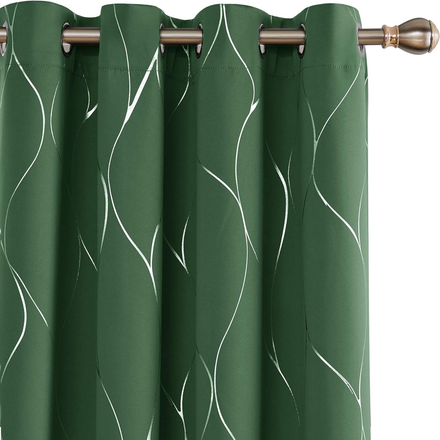 Deconovo Blackout Curtains with Foil Wave Pattern, Grommet Curtain Room Darkening Window Panels, Thermal Insulated Curtain Drapes for Nursery Room (42W X 54L Inch, 2 Panels, Turquoise)  DECONOVO Dark Forest W52 X L84 