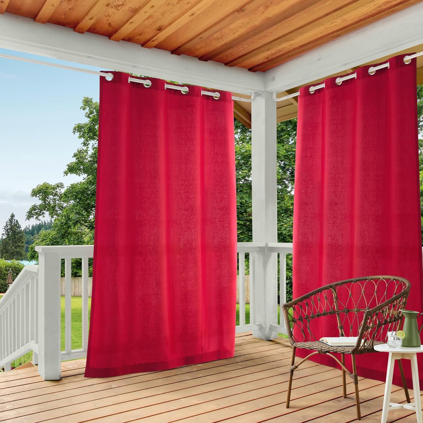 Exclusive Home Cabana Solid Indoor/Outdoor Light Filtering Grommet Top Curtain Panel, 54"X84", Natural, Set of 2  Exclusive Home Curtains Radiant Red 54X108 