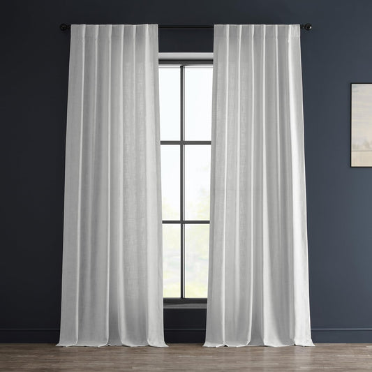 HPD Half Price Drapes Semi Sheer Faux Linen Curtains for Bedroom 96 Inches Long Light Filtering Living Room Window Curtain (1 Panel), 50W X 96L, Rice White  EFF Rice White 50W X 84L 