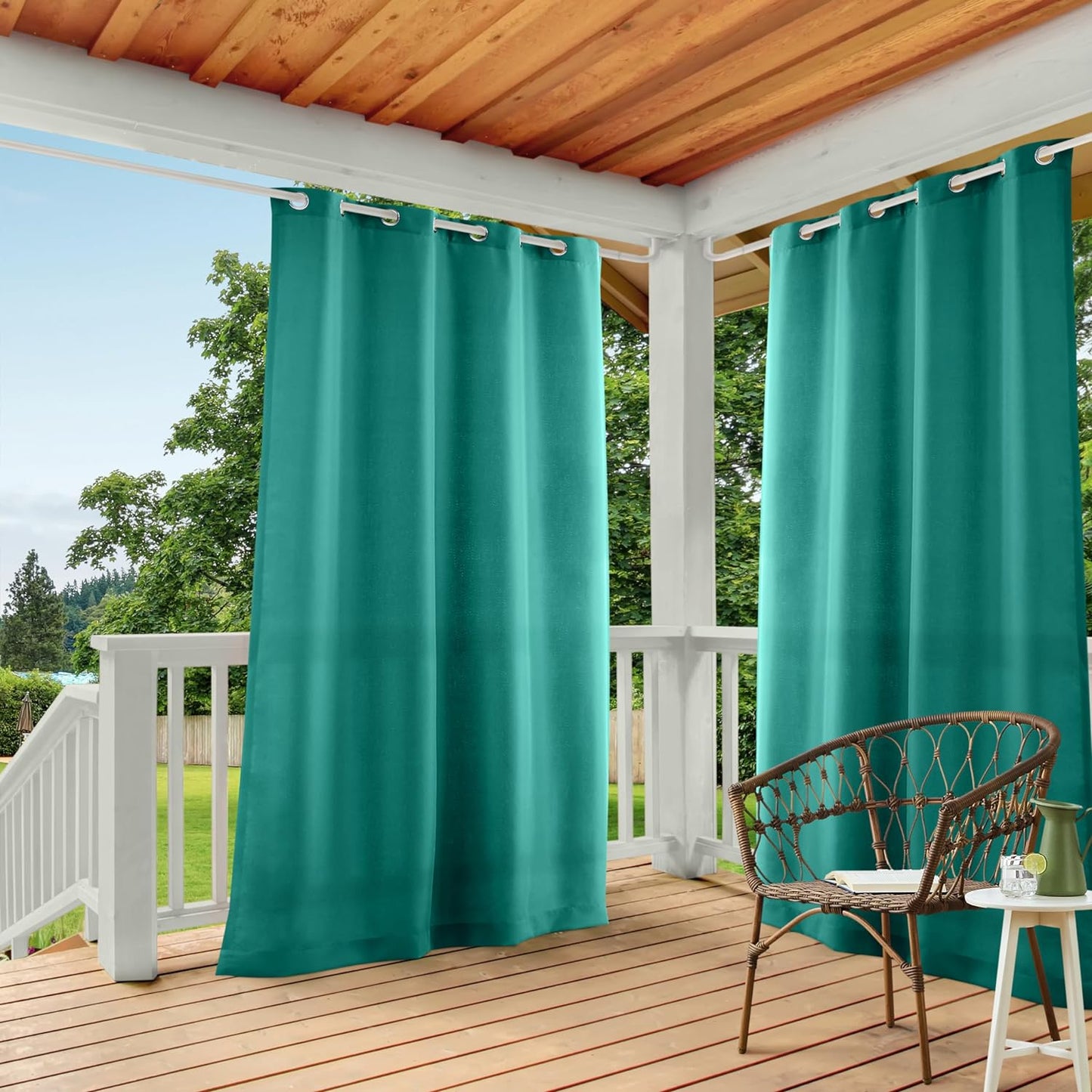 Exclusive Home Cabana Solid Indoor/Outdoor Light Filtering Grommet Top Curtain Panel, 54"X84", Natural, Set of 2  Exclusive Home Curtains Teal 54X108 