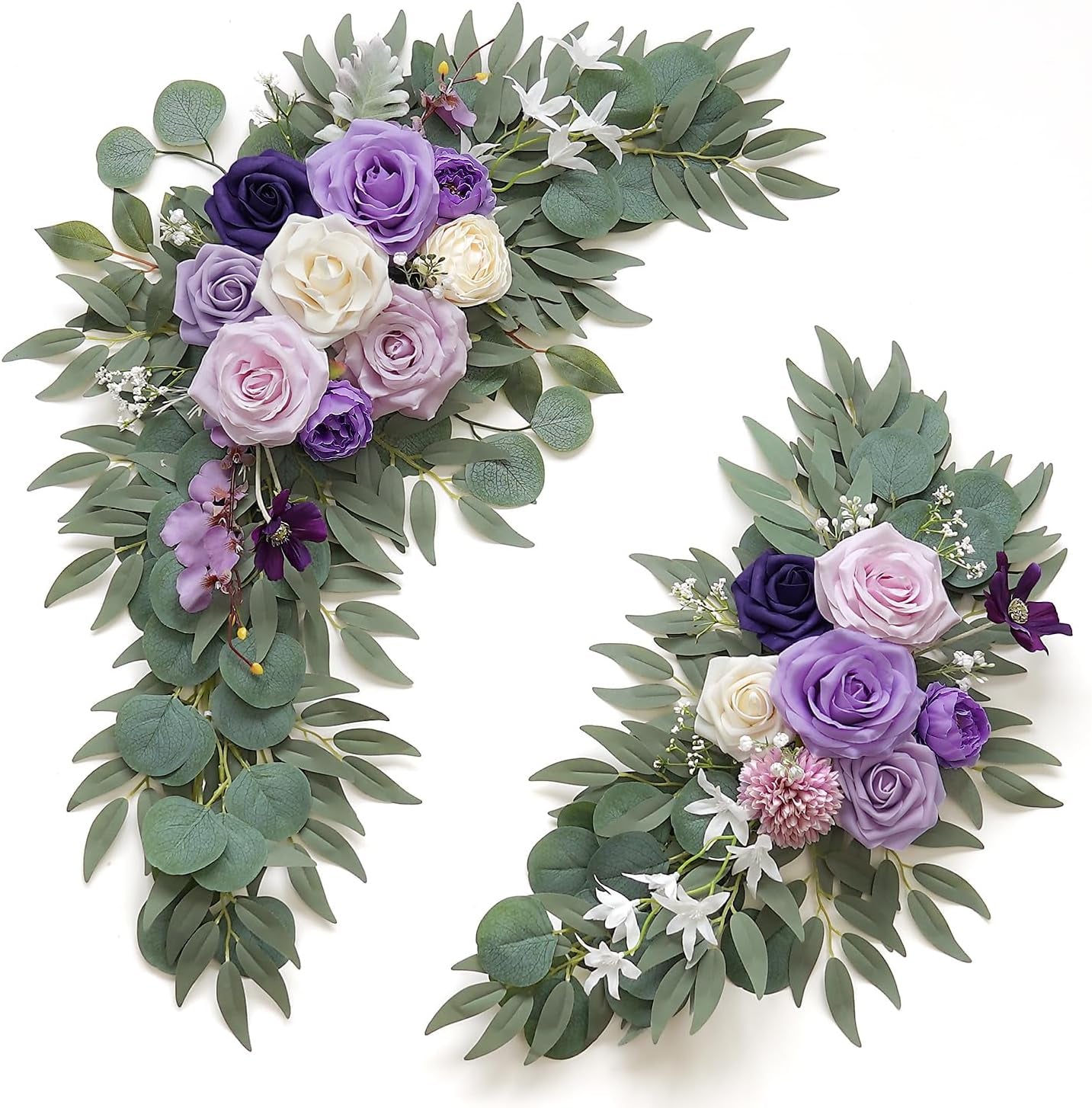 Faux Flower Swag Set of 2 for Wedding Welcome Signs Floral Decorations, Sage Green Wedding Arch Flowers for Wedding Reception Ceremony