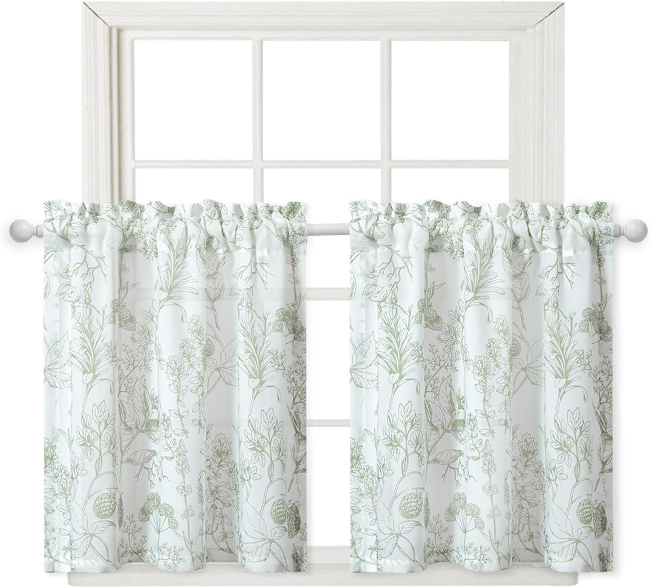 VOGOL Colorful Floral Print Tier Curtains, 2 Panels Smooth Textured Decorative Cafe Curtain, Rod Pocket Sheer Drapery for Farmhouse, W 30 X L 24  VOGOL Mn009 W30 X L24 