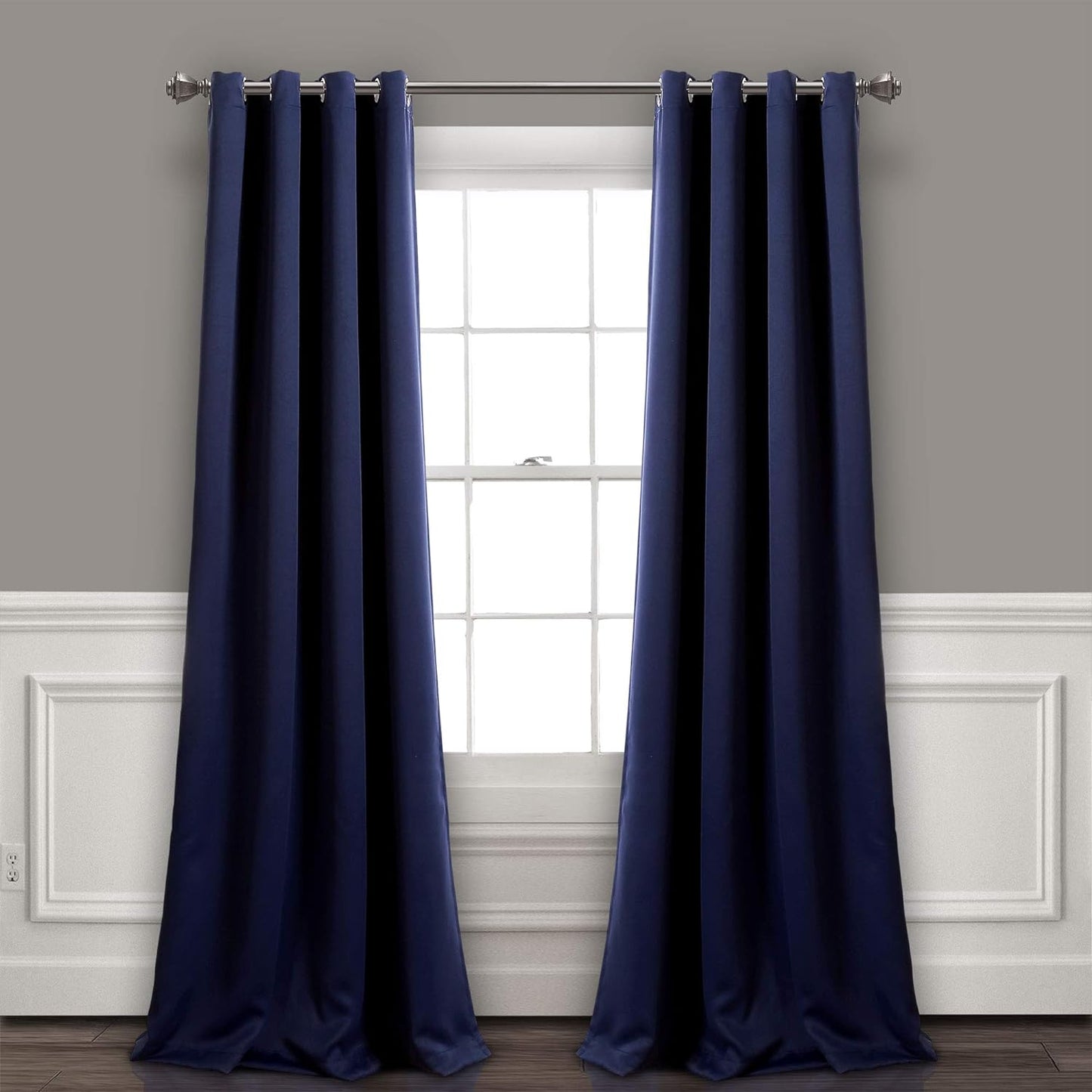 Lush Decor Insulated Grommet Blackout Window Curtain Panels, Pair, 52" W X 120" L, Wheat - Classic Modern Design - 120 Inch Curtains - Extra Long Curtains for Living Room, Bedroom, or Dining Room  Triangle Home Fashions Navy 52"W X 95"L 