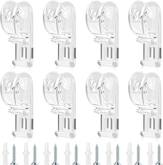 8 Pcs Roller Shade Clear Saftey Chain Retainer and Cord Guide Curtain P Clip Blind Cord Holder, Fixation Hook Bead Chain Tension Device with Screws for Roller Vertical and Roman Shades