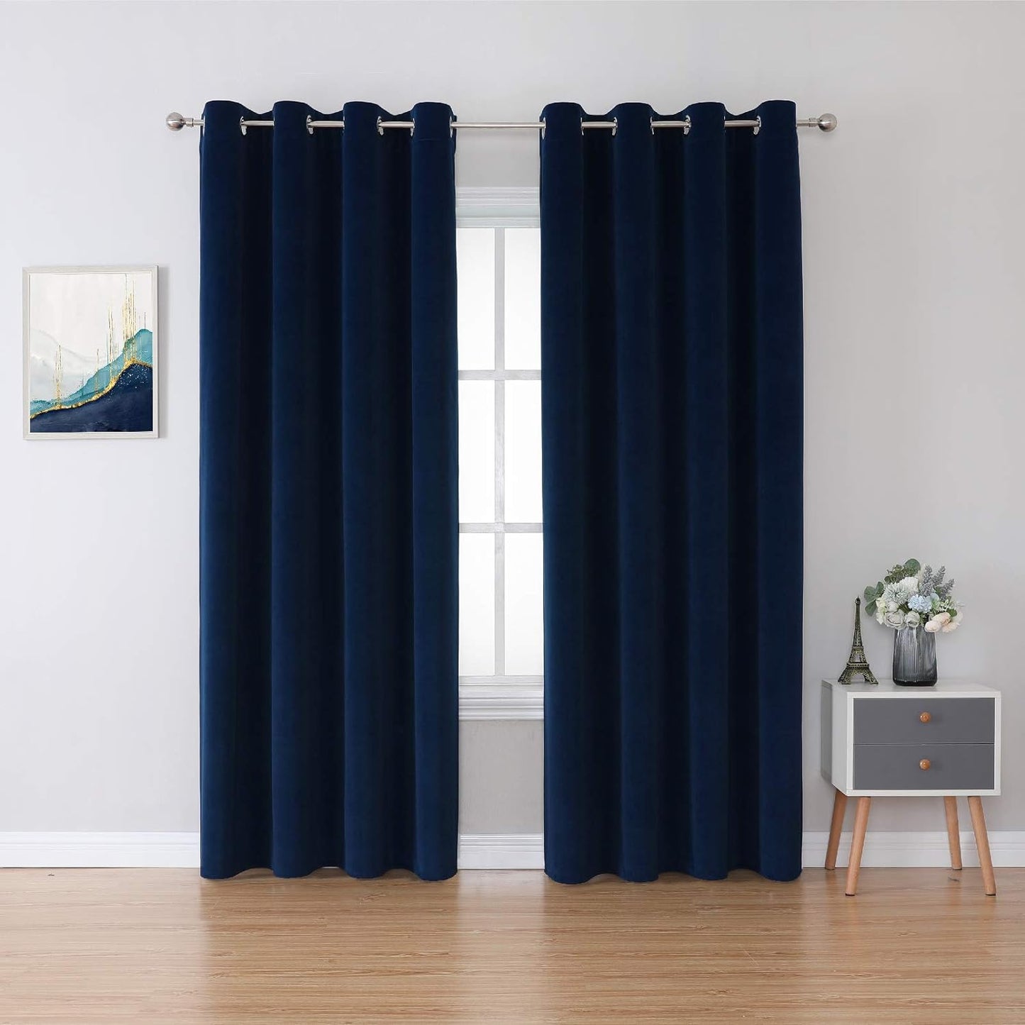 BERSWAY 99% Blackout Curtains & Drapes Panels 84 Inches Darkening Curtains - Thermal Insulated Curtain for Bedroom-Red 84 Inches Long Grommet Window Curtain 2 Panels Set,W 52" X L 84"  BERSWAY Rb-Blue 52"Wx95"L 