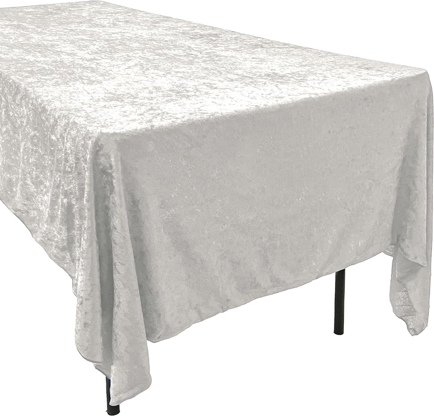 AK TRADING CO. Lush Panne Velvet Tablecloth - 60 X 102 Inch Rectangular Table, White