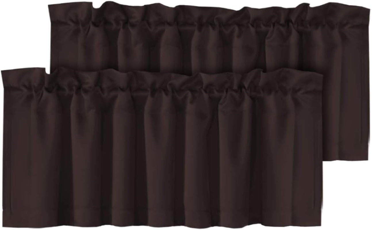 H.VERSAILTEX 2 Panels Blackout Curtain Valances for Kitchen Windows/Bathroom/Living Room/Bedroom Privacy Decorative Rod Pocket Short Window Valance Curtains, 52" W X 18" L, Pure White  H.VERSAILTEX Chocolate Brown 2 