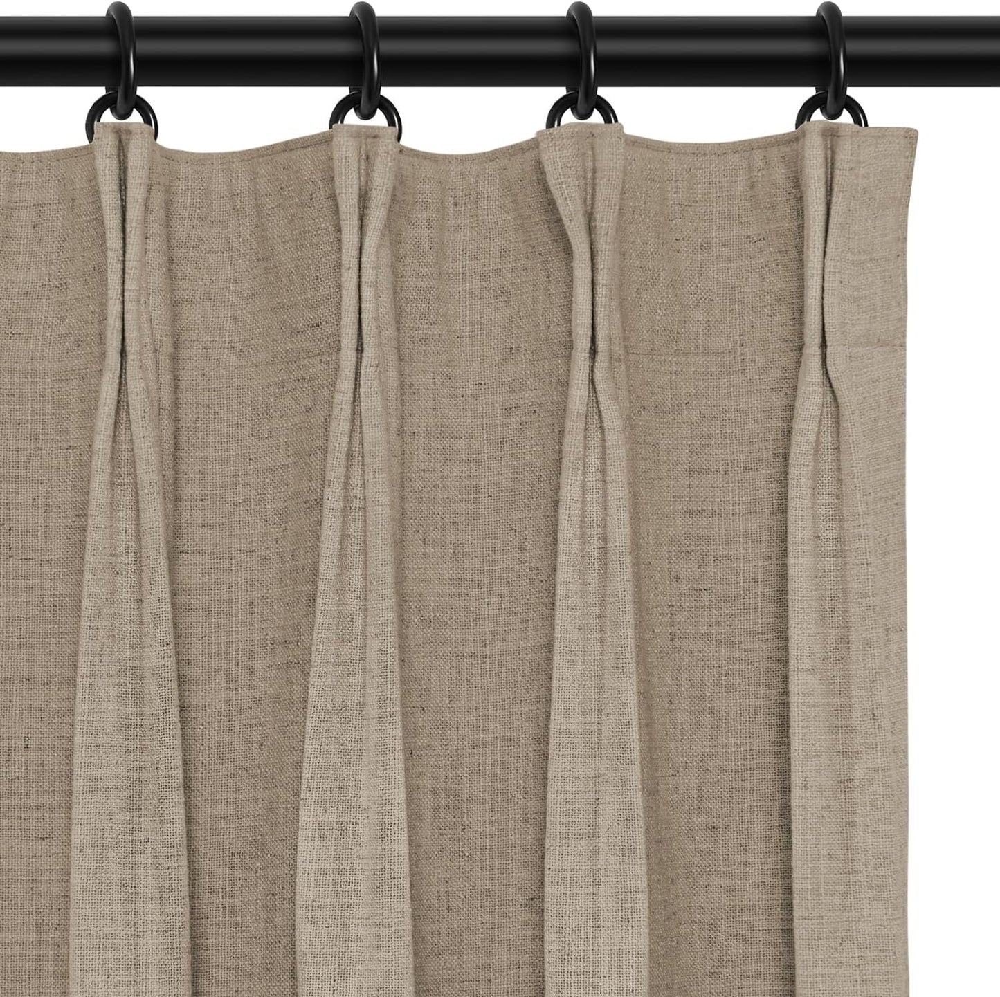 INOVADAY 100% Blackout Curtains for Bedroom, Pinch Pleated Linen Blackout Curtains 96 Inch Length 2 Panels Set, Thermal Room Darkening Linen Curtain Drapes for Living Room, W40 X L96,Beige White  INOVADAY Dark Flax 40"W X 84"L-2 Panels 