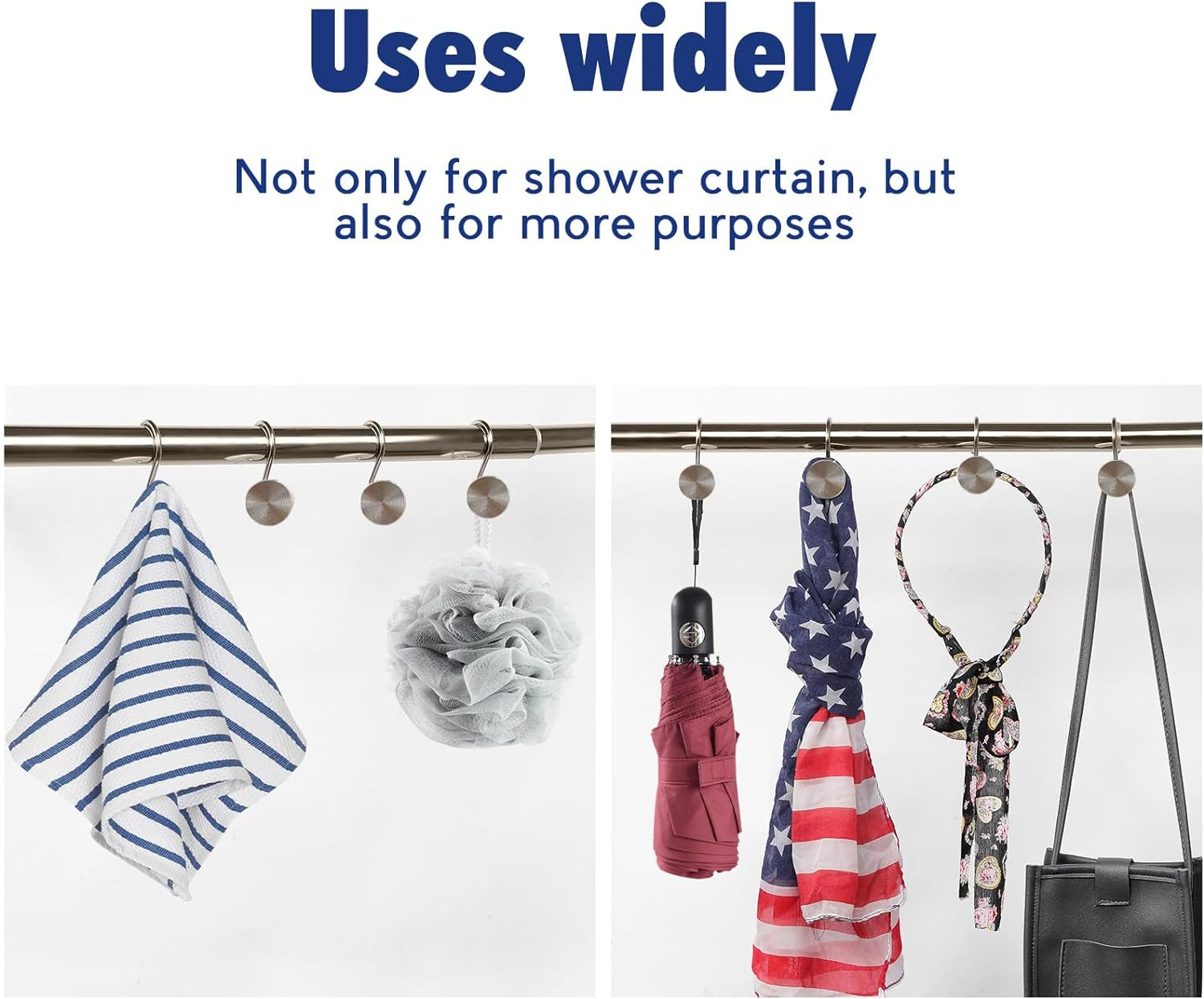Nickel Shower Curtain Hooks Rings:Rust Proof Shower Curtain Hooks,Metal Shower Hooks for Shower Curtains,Heavy Duty Shower Curtain Rings for Bathroom