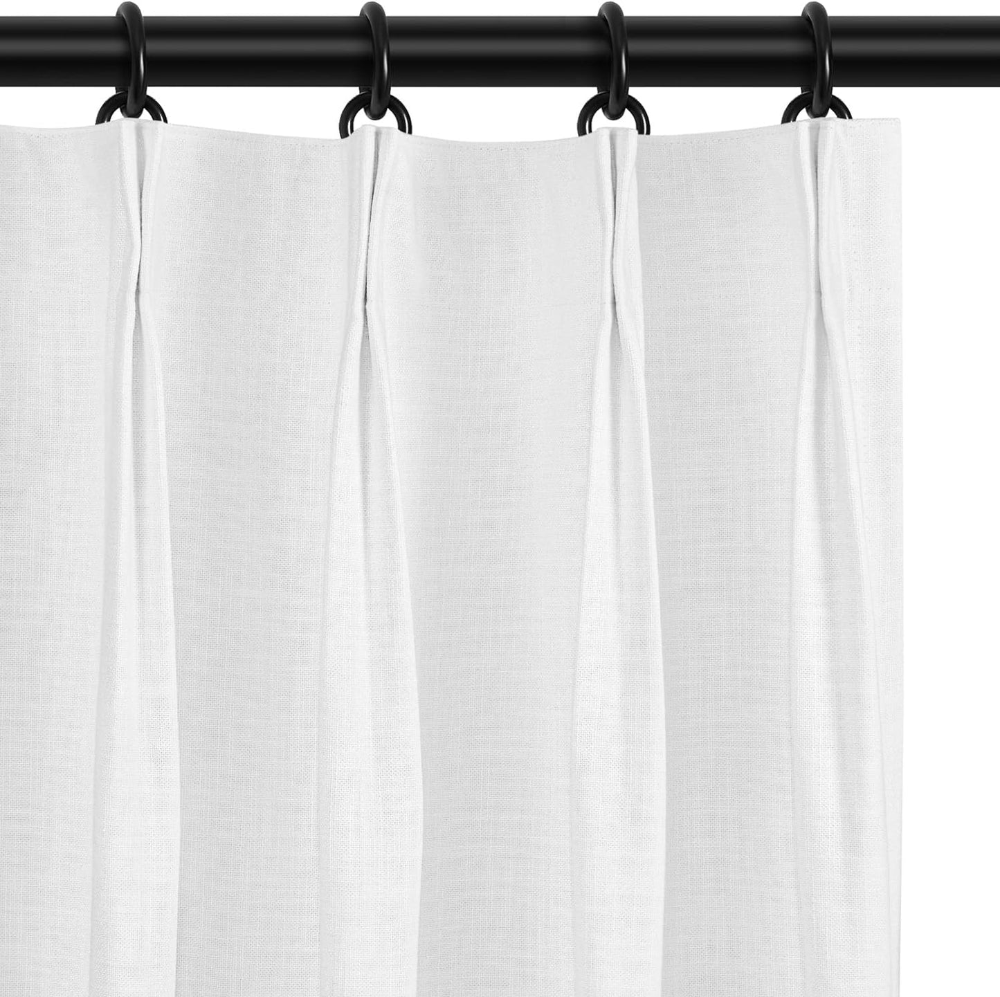 INOVADAY 100% Blackout Curtains for Bedroom, Pinch Pleated Linen Blackout Curtains 96 Inch Length 2 Panels Set, Thermal Room Darkening Linen Curtain Drapes for Living Room, W40 X L96,Beige White  INOVADAY White 40"W X 84"L-2 Panels 