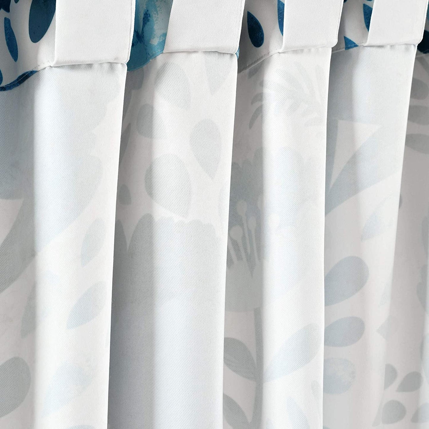 Lush Decor, Blue Poppy Garden Curtains Light Filtering Window Panel Set for Living, Dining, Bedroom (Pair) 95” X 52"