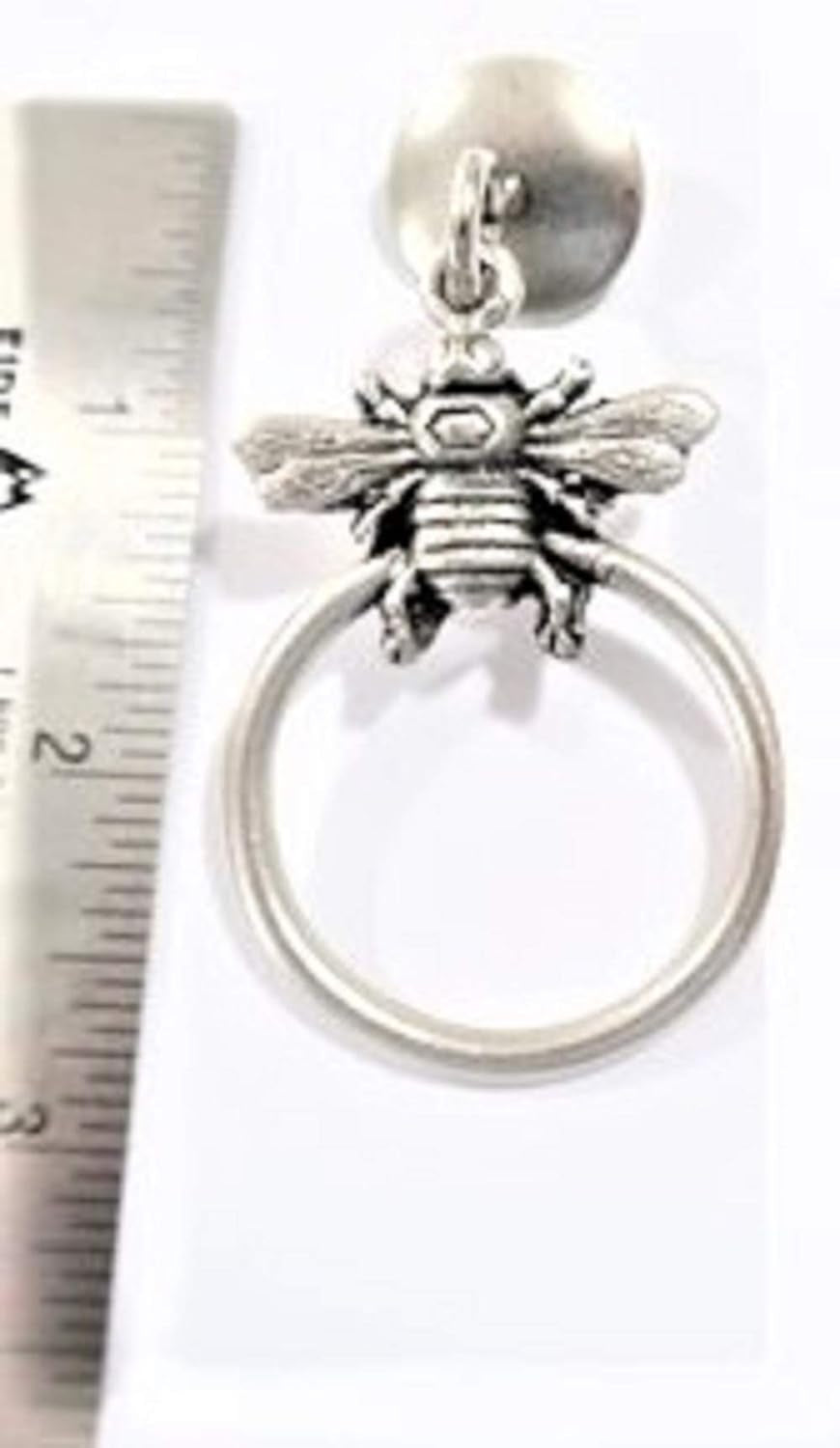 BEE with RING, ROLLER SHADE PULL, ANTIQUE SILVER,