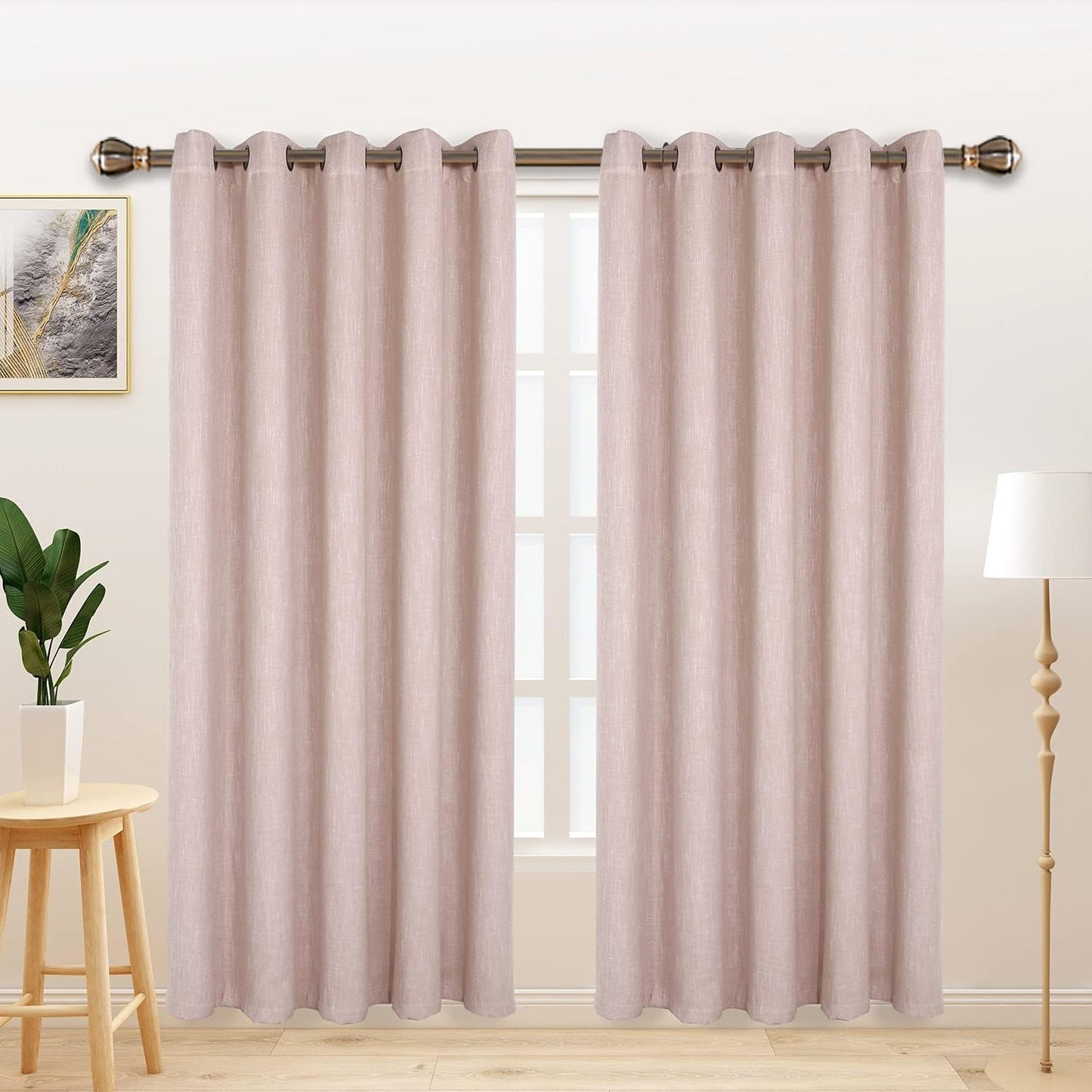 LORDTEX Linen Look Textured Blackout Curtains with Thermal Insulated Liner - Heavy Thick Grommet Window Drapes for Bedroom, 50 X 84 Inches, Ivory, Set of 2 Panels  LORDTEX Blush 70 X 84 Inches 