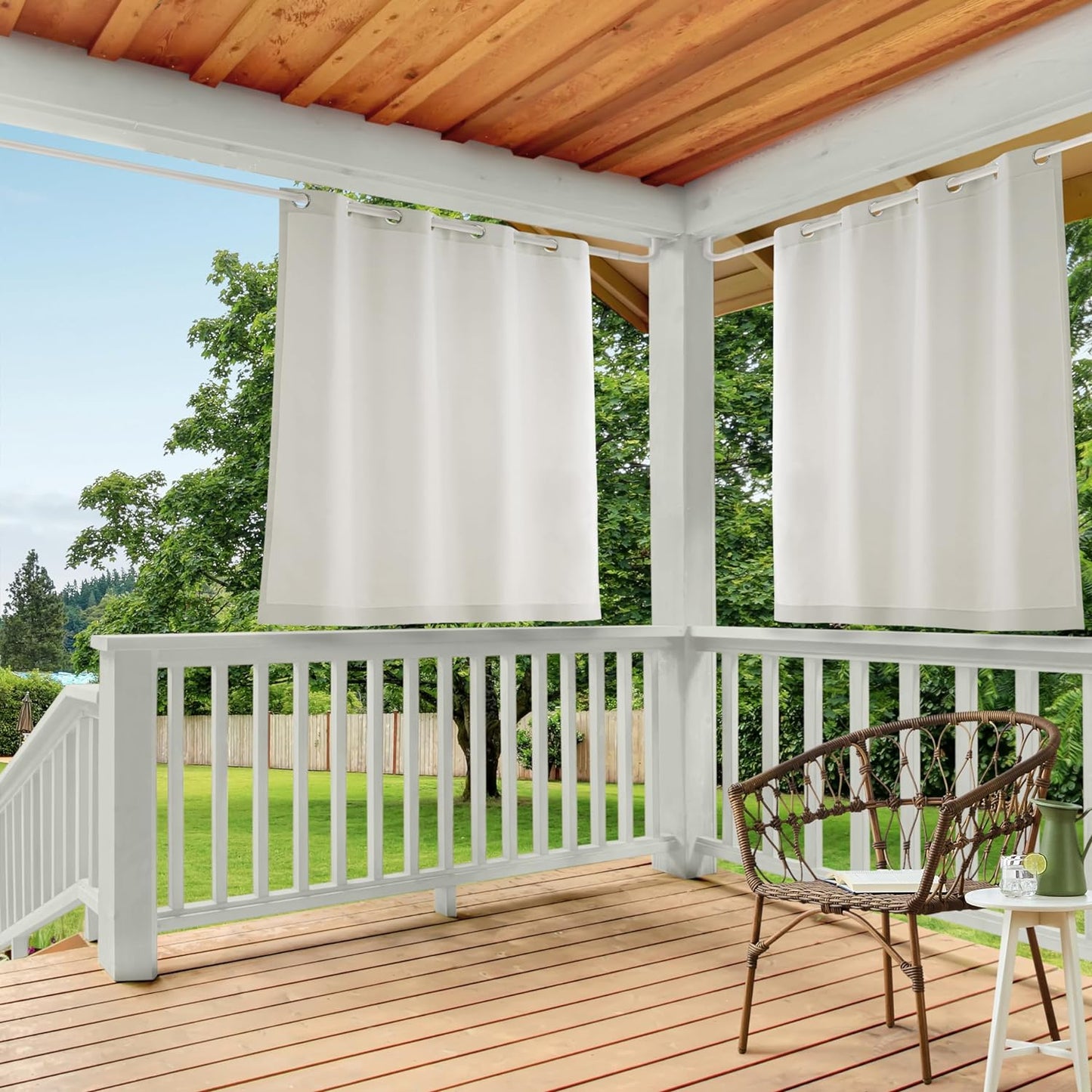 Exclusive Home Cabana Solid Indoor/Outdoor Light Filtering Grommet Top Curtain Panel, 54"X84", Natural, Set of 2  Exclusive Home Curtains Vanilla 54X63 