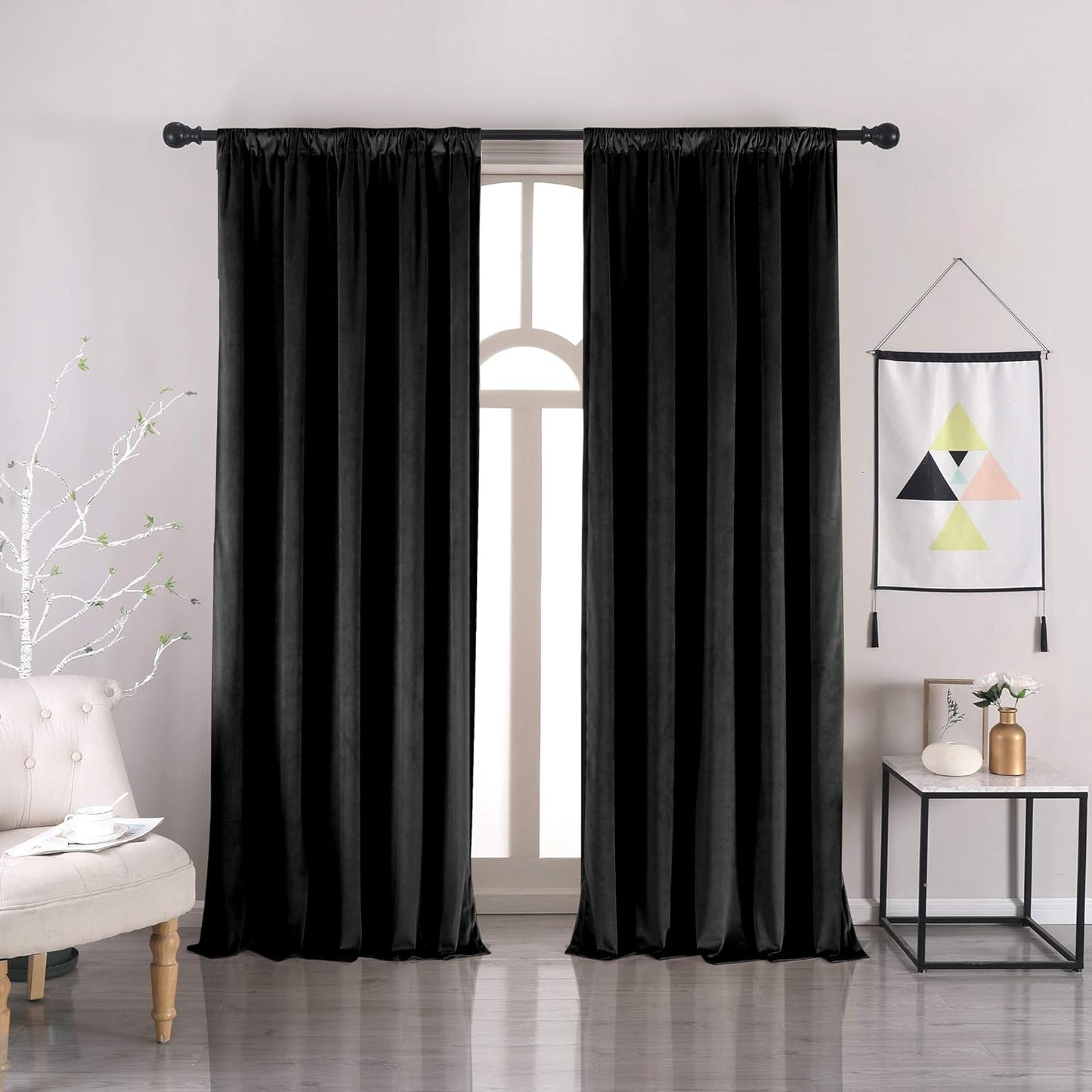 Nanbowang Green Velvet Curtains 63 Inches Long Dark Green Light Blocking Rod Pocket Window Curtain Panels Set of 2 Heat Insulated Curtains Thermal Curtain Panels for Bedroom  nanbowang Black 52"X72" 