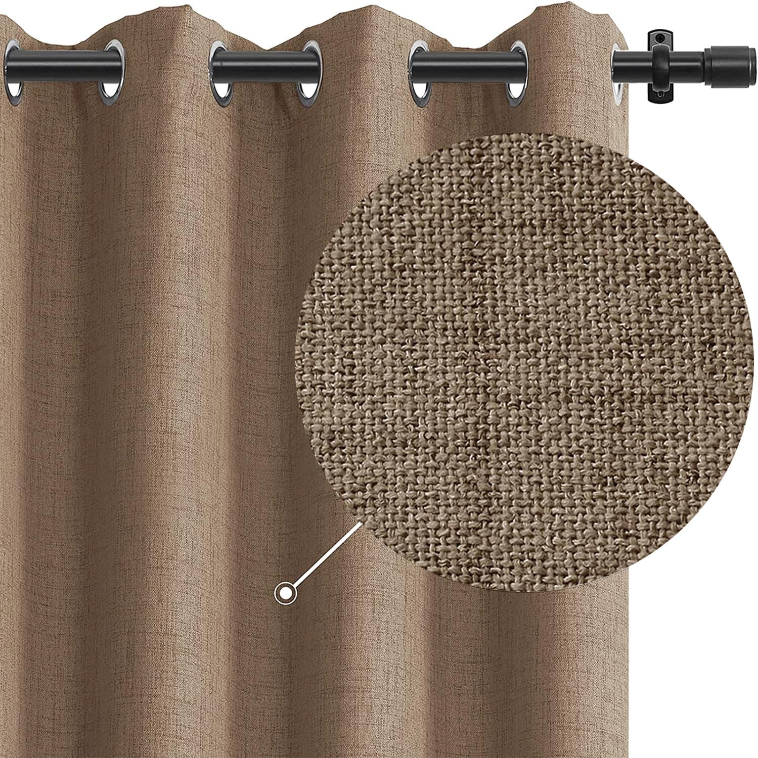 Rose Home Fashion Sliding Door Curtains, Primitive Linen Look 100% Blackout Curtains, Thermal Insulated Patio Door Curtains-1 Panel (W100 X L84, Grey)  Rose Home Fashion Chocolate W50 X L63|1 Panel 