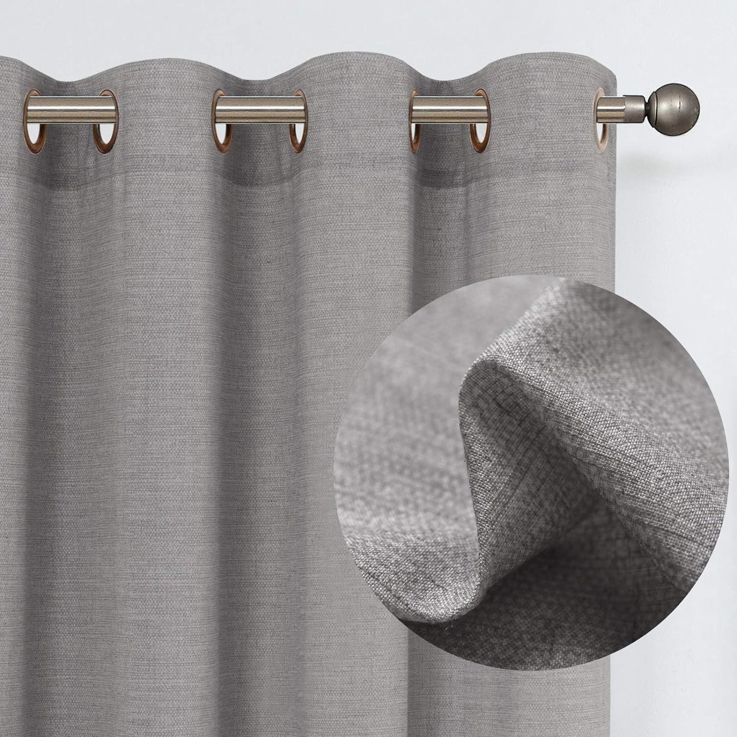 Jinchan Linen Beige Curtain 100 Inch Extra Wide for Patio Sliding Glass Door Room Divider Farmhouse Grommet Top Light Filtering Window Drape for Bedroom 100X84 Crude 1 Panel  CKNY HOME FASHION Heathered Charcoal Gray W50 X L63 