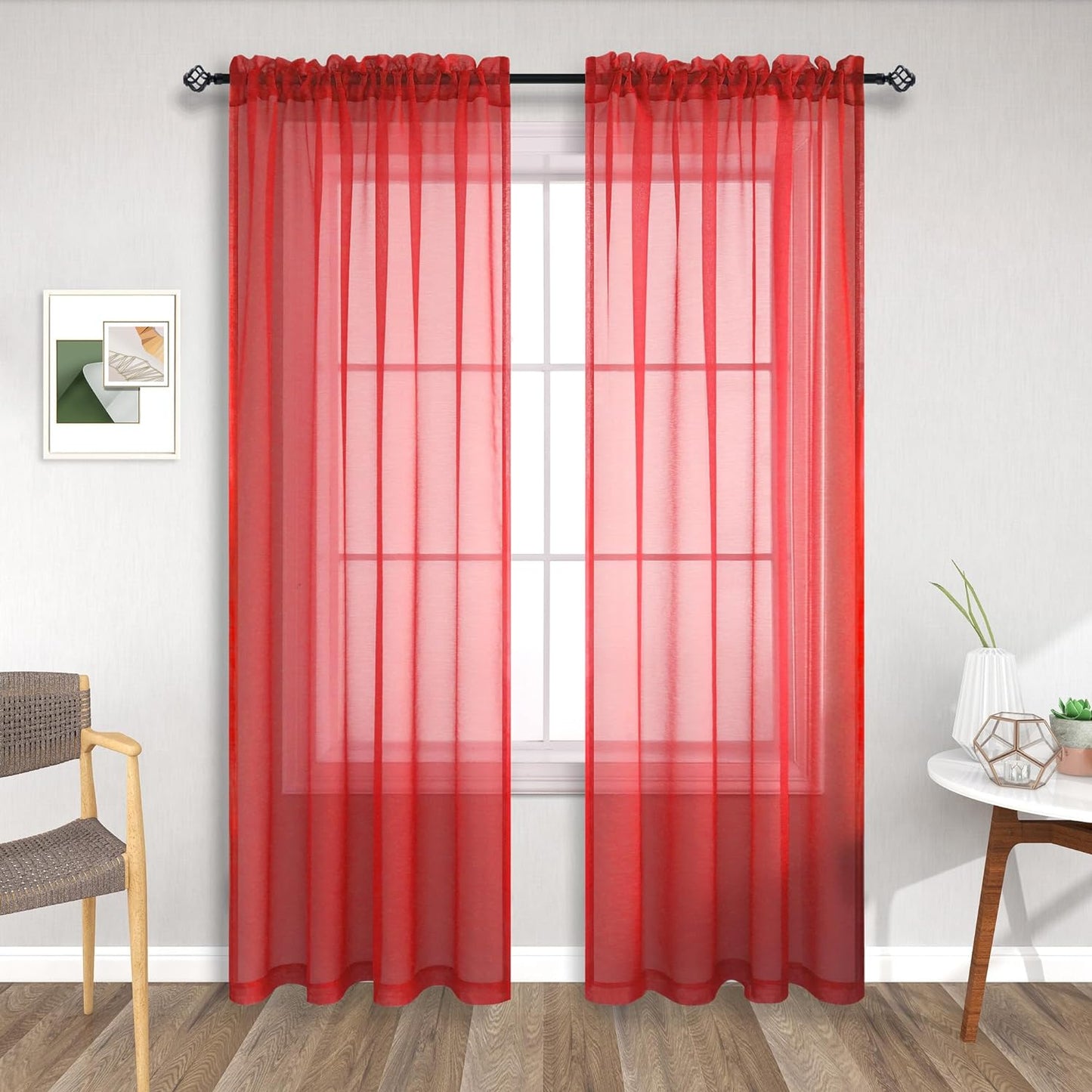 Terracotta Curtains 84 Inch Length for Living Room 2 Panel Sets Rod Pocket Sheer Curtains for Living Room Rust Burnt Orange Red  PITALK TEXTILE Red 52X84 