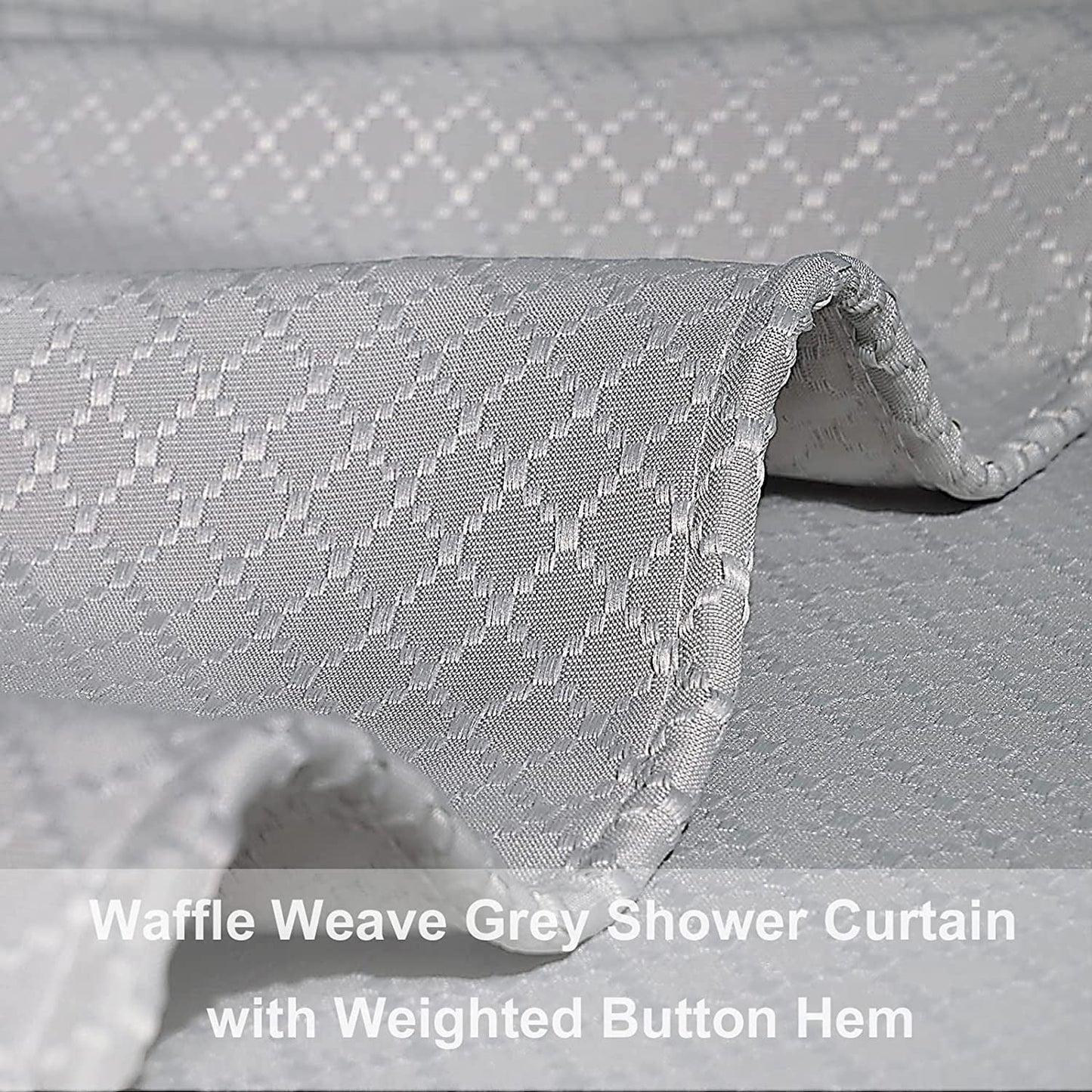 Grey Shower Curtain - Waffle Weave Cloth Shower Curtain for Bathroom, Hotel Luxury Bathroom Curtains Set with 12 Plastic Hooks, Machine Washable, Water-Repellent, Standard Size 72Wx72H