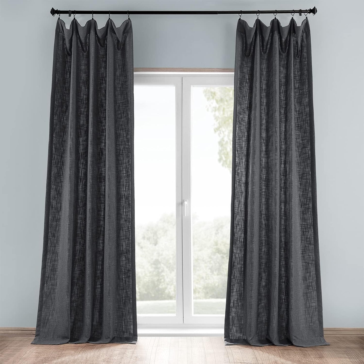 HPD Half Price Drapes Semi Sheer Faux Linen Curtains for Bedroom 96 Inches Long Light Filtering Living Room Window Curtain (1 Panel), 50W X 96L, Rice White  EFF Slate Grey 50W X 120L 
