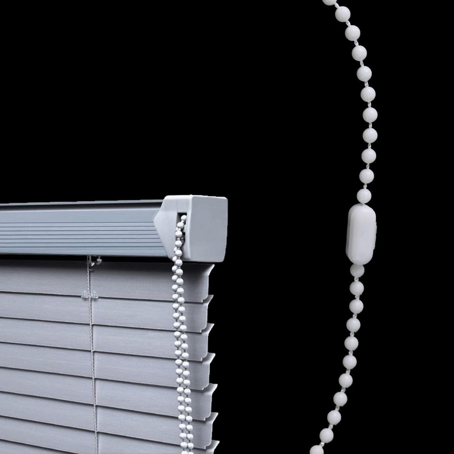 Blinds Pull Bead Chain Repairer Kit 10 Meter 10.94 Yards Plastic Roller Blind Roman Vertical Shade Beaded Chain Pull Cord Window Curtain Beads Rope with 10Pcs Connectors, White