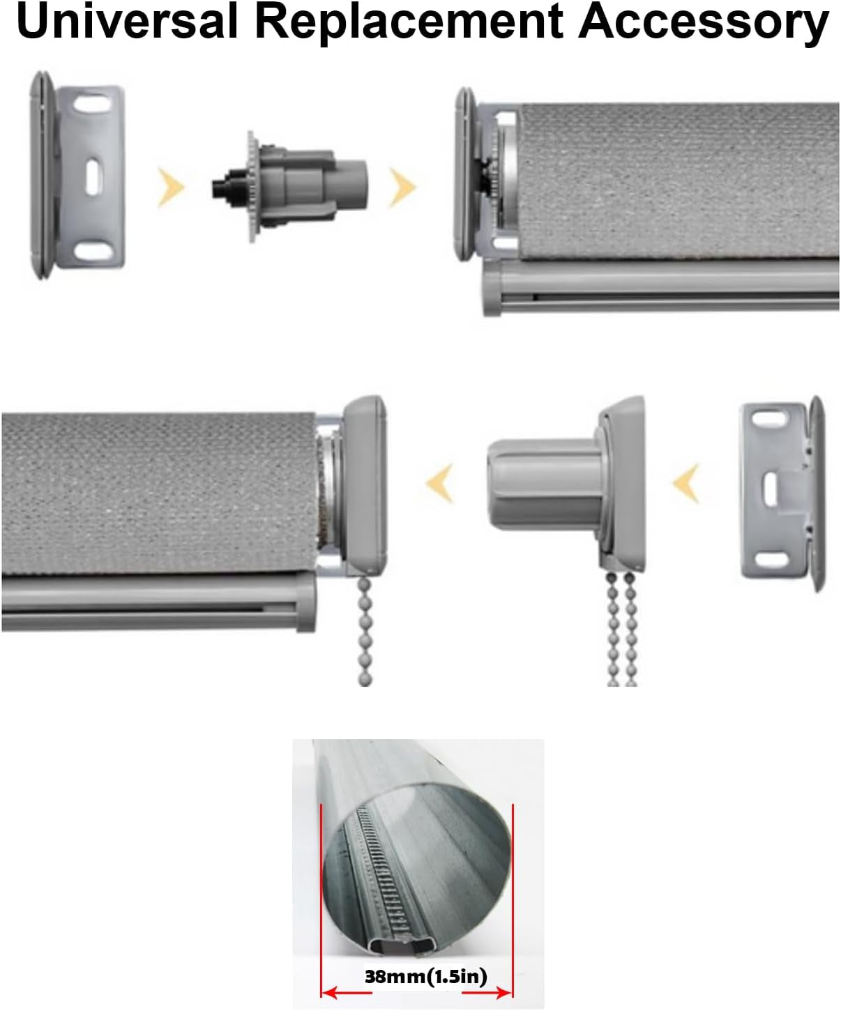 38Mm Roller Blind Repair Kit, Universal Replacement Clutch Installation Accessories Parts for Roller Shade Crodless Bracket