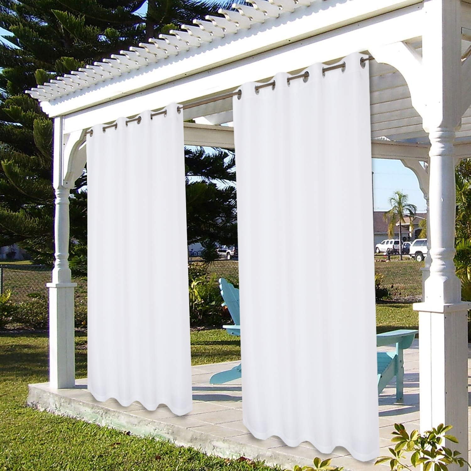 BONZER Outdoor Curtains for Patio Waterproof, Premium Thick Privacy Weatherproof Grommet outside Curtains for Porch, Gazebo, Deck, 1 Panel, 54W X 84L Inch, White  BONZER   