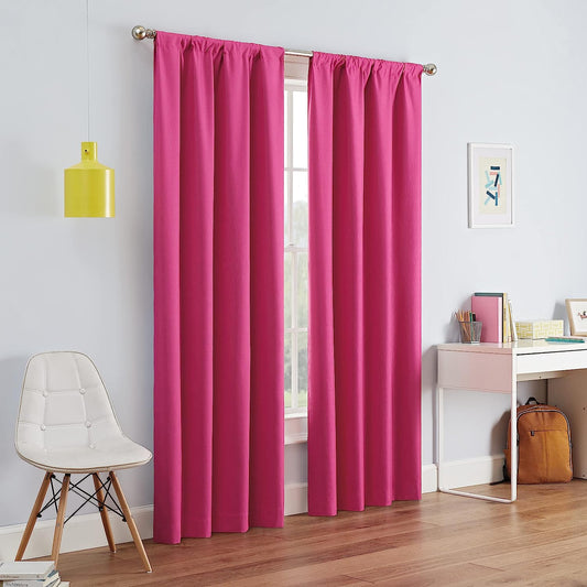 ECLIPSE Kendall Modern Blackout Thermal Rod Pocket Window Curtain for Bedroom or Living Room (1 Panel), 42 X 84, Raspberry  Keeco LLC Raspberry Rod Pocket 42 X 95