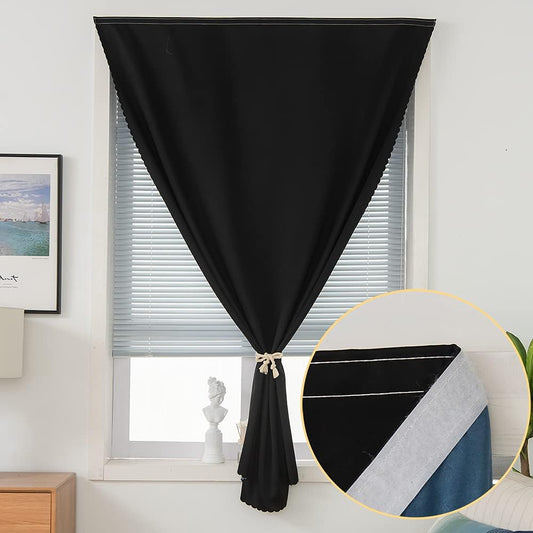 Jilron Autohesion Curtains for Windows,Bedroom Blackout Curtains for - Thermal Lnsulated Kitchen Room Darkening Black Small Drapes, (1 Panels,35Wx48L Inch-Black)  Jilron Black 47W*54L 