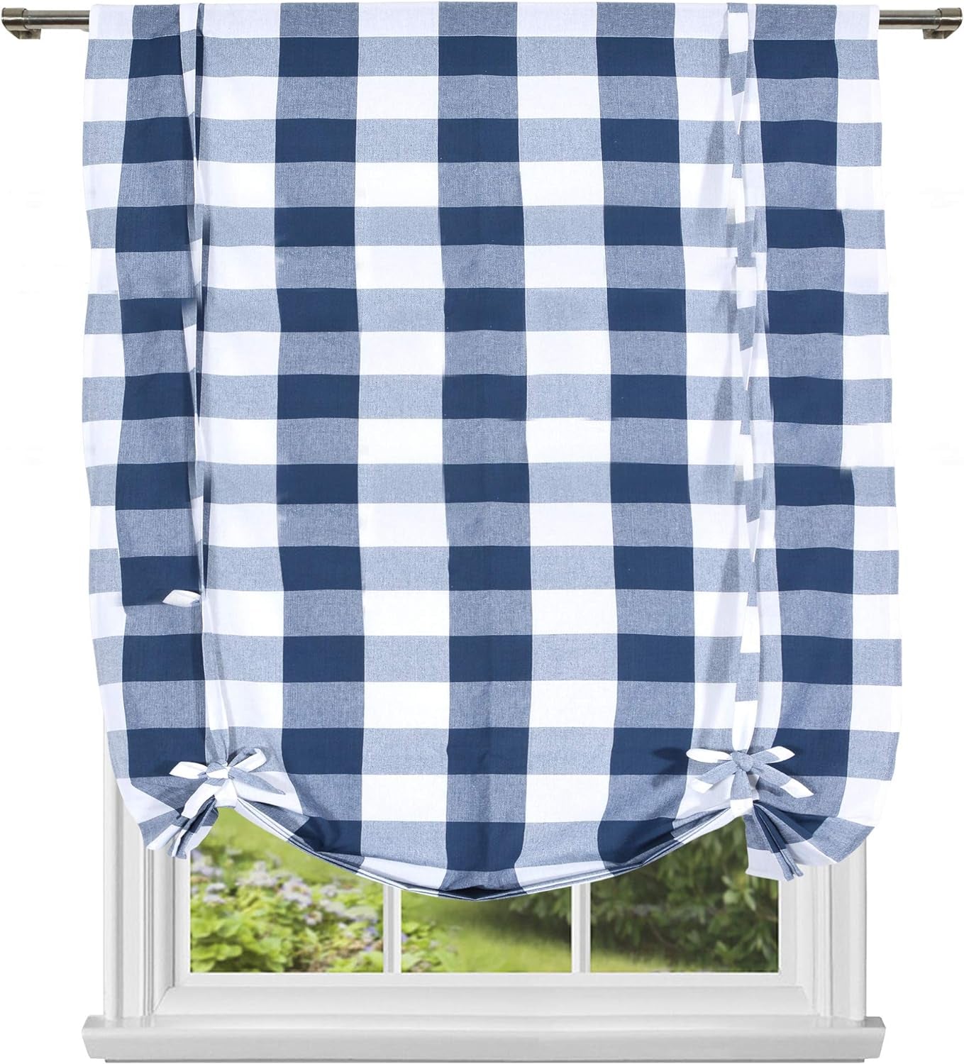 Blackout 365 Aaron Checkered Set Buffalo Plaid Blackout Bedroom-Insulated and Energy Efficient Rod Pocket Window Curtains for Living Room, 37 in X 84 in (W X L), Grey  Blackout 365 Navy 42 In X 63 In (W X L) 