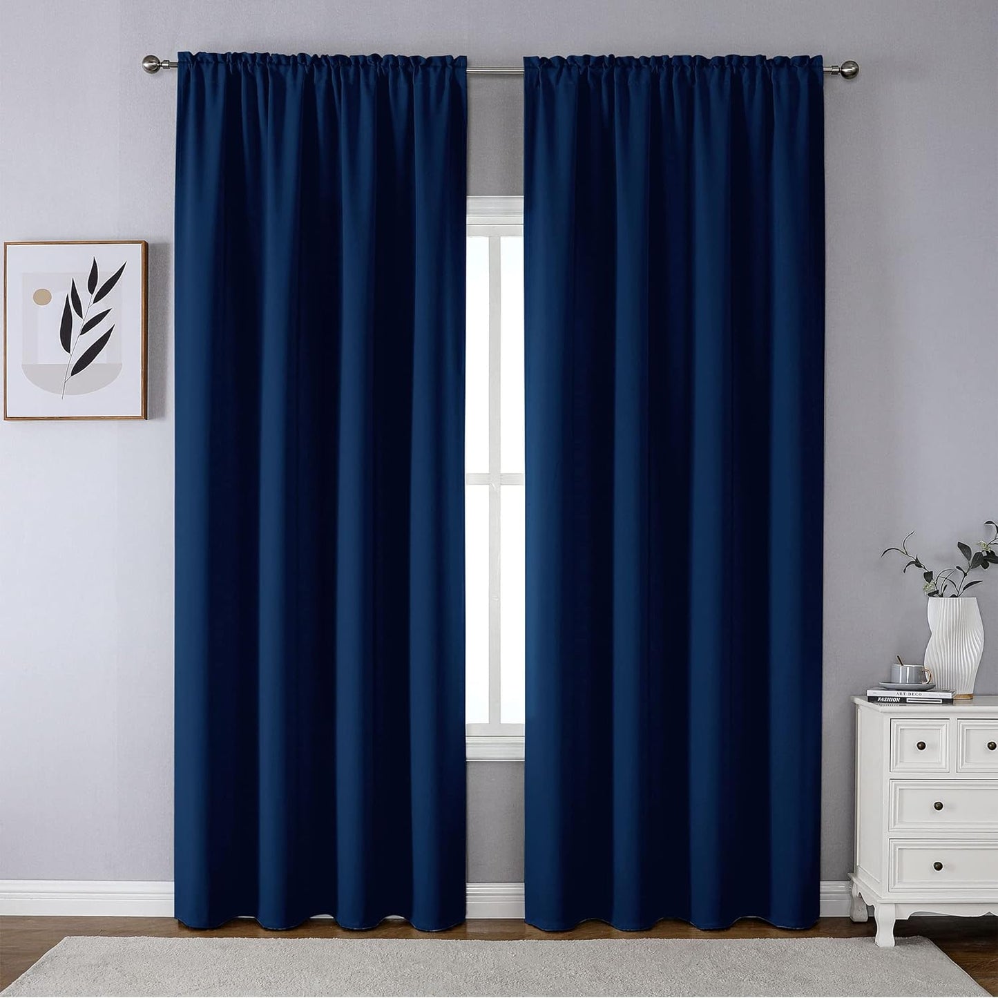 CUCRAF Blackout Curtains 84 Inches Long for Living Room, Light Beige Room Darkening Window Curtain Panels, Rod Pocket Thermal Insulated Solid Drapes for Bedroom, 52X84 Inch, Set of 2 Panels  CUCRAF Royal Blue 52W X 95L Inch 2 Panels 
