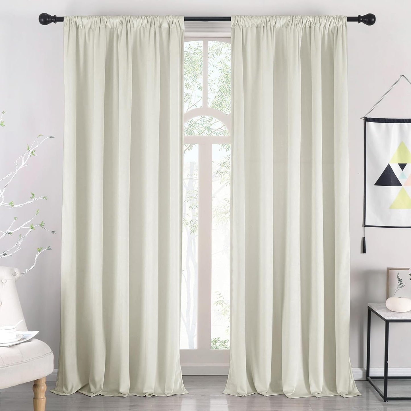 Nanbowang Green Velvet Curtains 63 Inches Long Dark Green Light Blocking Rod Pocket Window Curtain Panels Set of 2 Heat Insulated Curtains Thermal Curtain Panels for Bedroom  nanbowang Cream 52"X72" 