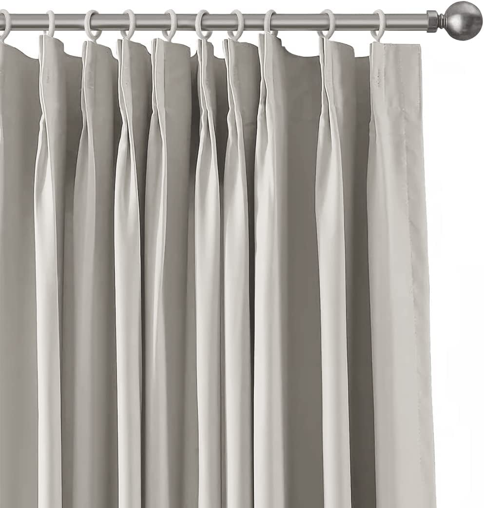 IYUEGO Pinch Pleat Solid Thermal Insulated 95% Blackout Patio Door Curtain Panel Drape for Traverse Rod and Track, Beige 84" W X 84" L (One Panel)  I Love Curtains   