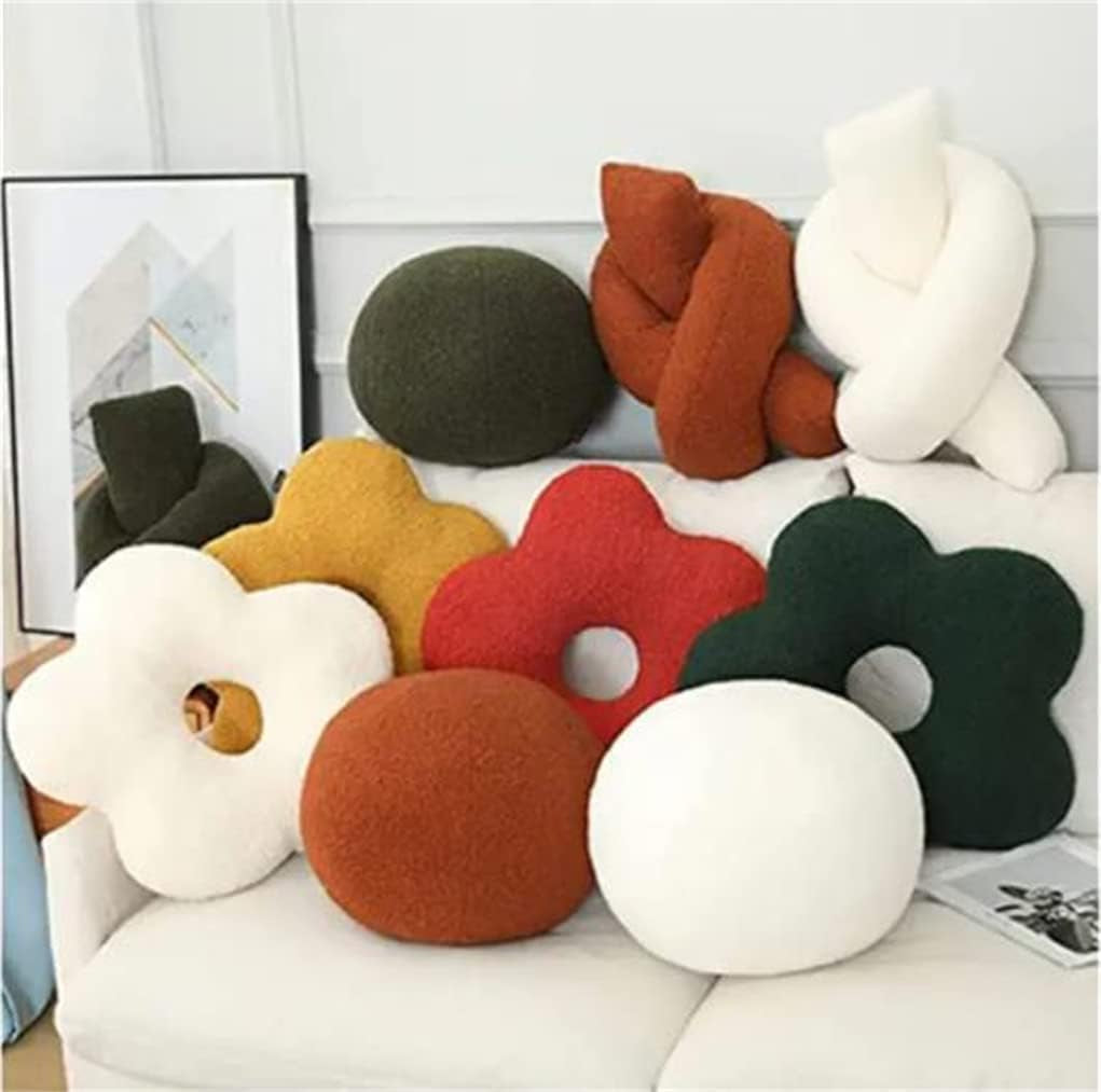 Flower Pillow, Toss Ball Pillow Flower Floor Pillow, Seat Cushion, Cute Room Decor and Plush Pillow Car Cushion for Bedroom Sofa Chair (Ball 13Inch/33Cm, Green)