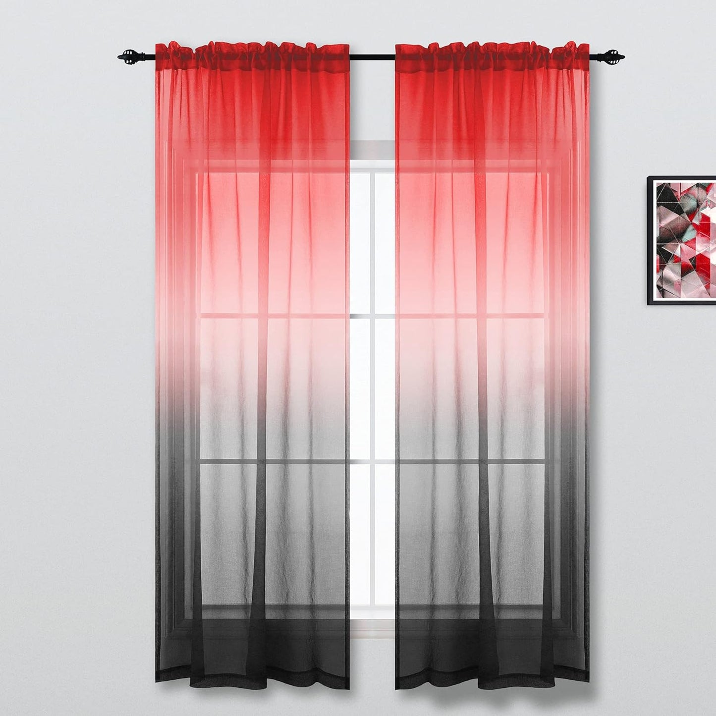 KOUFALL Kids Curtains 2 Panel Set for Bedroom Girls Room Mermaid Decor,Sheer Ombre Baby Curtains for Nursery,Purple and Teal,63 Inch Length  KOUFALL TEXTILE Red And Black 52X63 