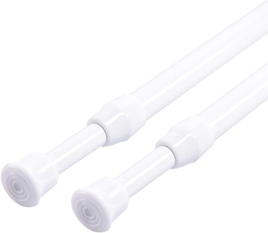 Spring Tension Curtain Rods Cupboard Bars Adjustable 15.7-28 Inch (2Pack) Small Tension Curtain Rod for Window Bathroom Cupboard Kitchen