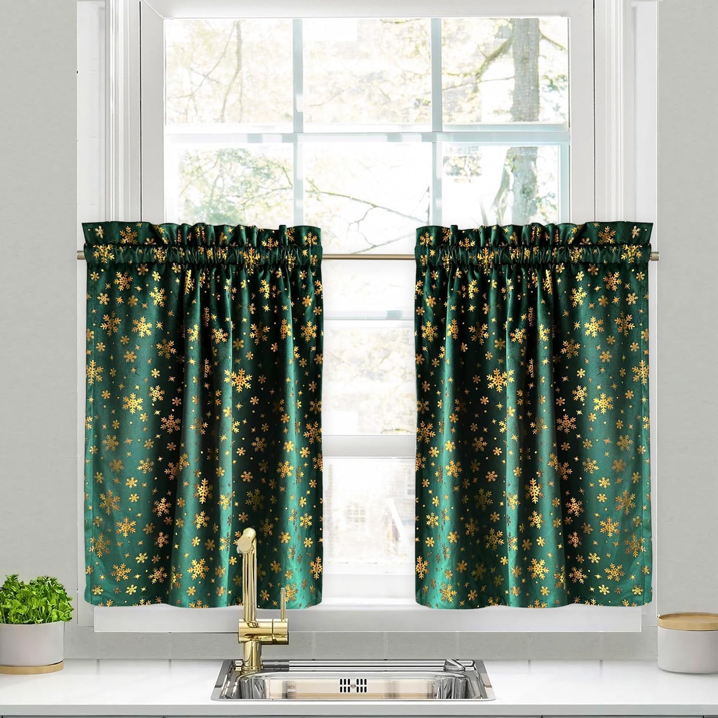 CUCRAF Blackout Curtains 84 Inches Long for Living Room, Light Beige Room Darkening Window Curtain Panels, Rod Pocket Thermal Insulated Solid Drapes for Bedroom, 52X84 Inch, Set of 2 Panels  CUCRAF Dark Green 45"L X 27"W 